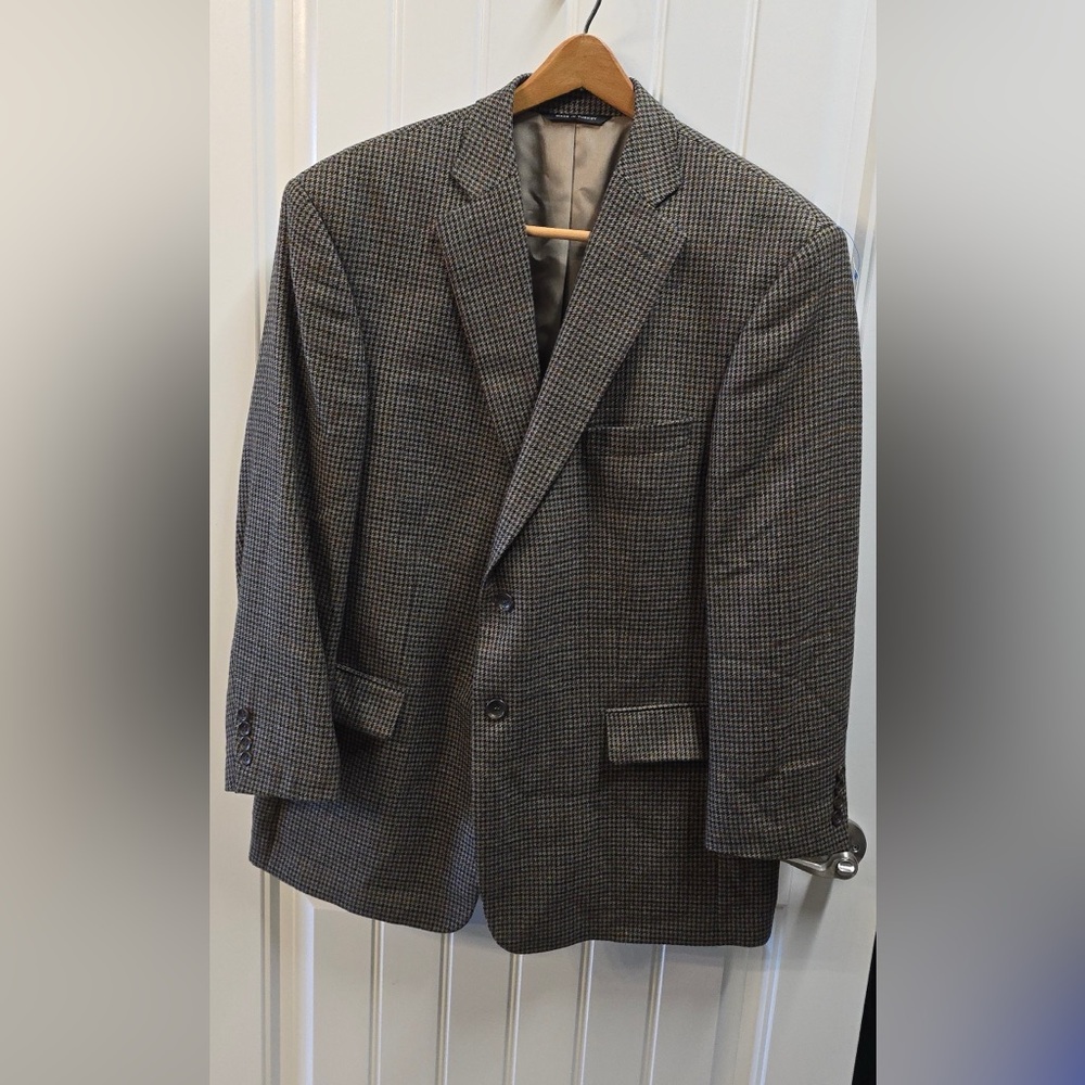 Joseph & Feiss 100% Lambswool Blazer 44S Brown Tweed Sport Coat Mill Label